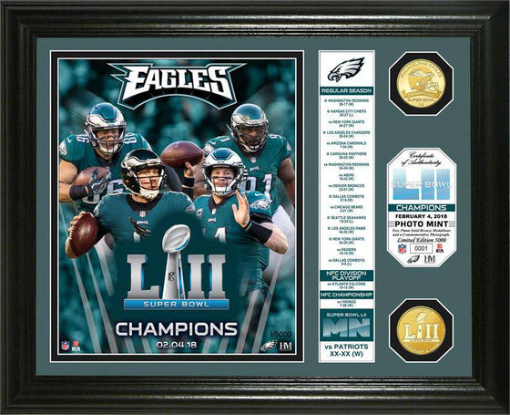 Philadelphia Eagles Super Bowl 52 Champions Banner Bronze Coin Photo Mint - 757 Sports Collectibles