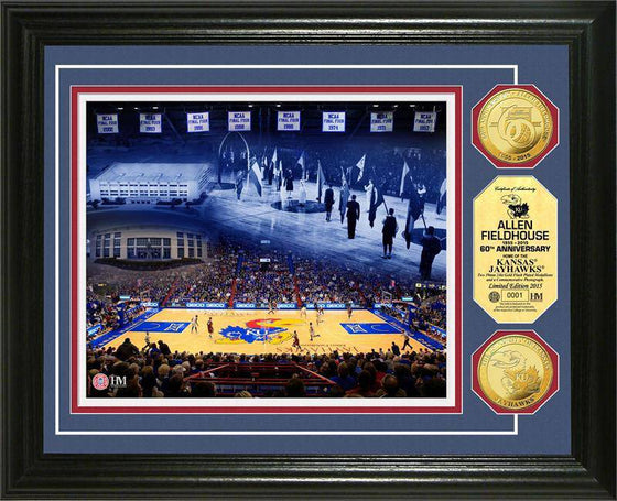 Kansas Jayhawks Allen Field House "60th Anniversary" Gold Coin Photo Mint (HM) - 757 Sports Collectibles