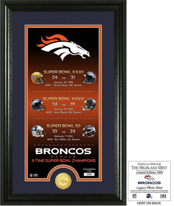 Denver Broncos "Legacy" Bronze Coin Photo Mint (HM) - 757 Sports Collectibles