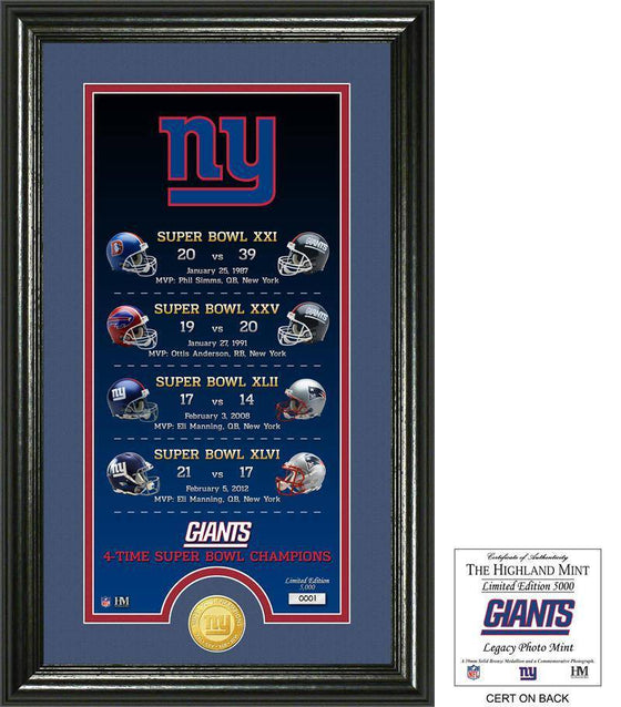 New York Giants "Legacy" Bronze Coin Photo Mint (HM) - 757 Sports Collectibles