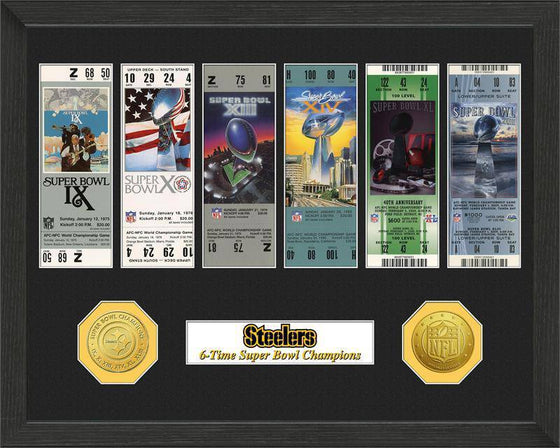 NFL Pittsburgh Steelers 6-Time Super Bowl Champions Framed Tickets w/ Collectible Coins - 757 Sports Collectibles