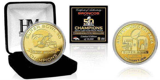 Denver Broncos Super Bowl 50 Champions Gold Mint Coin - 757 Sports Collectibles