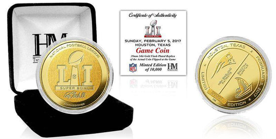 Patriots vs Falcons Super Bowl 51 Gold Flip Coin (HM) - 757 Sports Collectibles