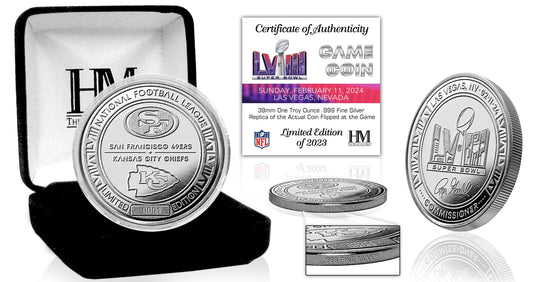 Super Bowl 58 Kansas City Chiefs v San Francisco 49ers Official 1oz .999 Fine Silver Flip Coin