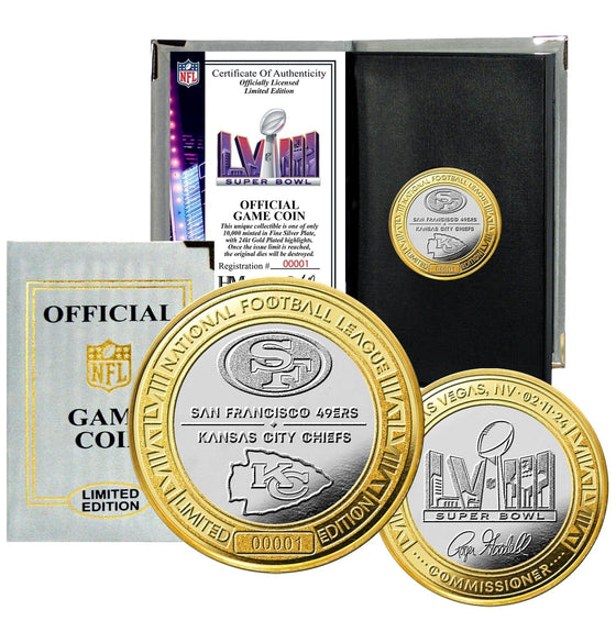 Super Bowl 58 Kansas City Chiefs v San Francisco 49ers Official Gold and Silver 2-Tone Flip Coin
