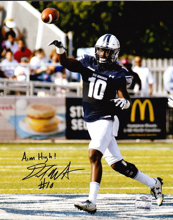 Old Dominion ODU Monarchs David Washigton Signed Autographed 8x10 Photo 'Throw Aim High' (JSA PSA Pass) 757 COA - 757 Sports Collectibles