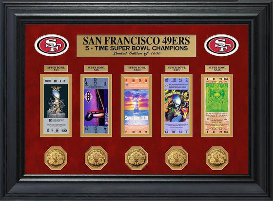 San Francisco 49ers Super Bowl Ticket and Game Coin Collection Framed (HM) - 757 Sports Collectibles