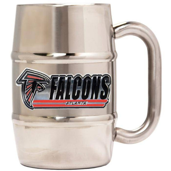 Atlanta Falcons 16oz "Barrel" Double Wall Stainless Steel Mug (Logo & Team Name)  - 757 Sports Collectibles