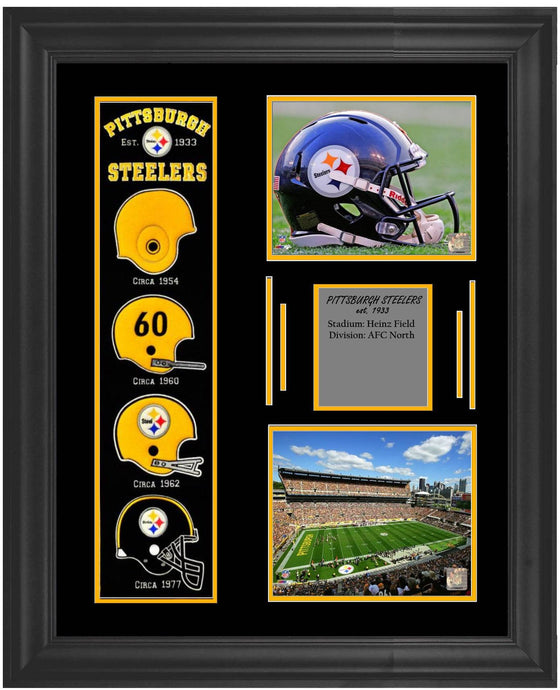 Pittsburgh Steelers Deluxe Framed Heritage Banner 23x35 - 757 Sports Collectibles