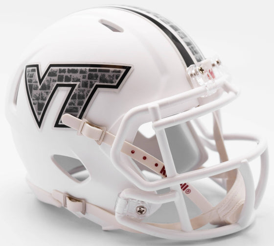 Virginia Tech VT Hokies Matte White Hokie Stone Speed Mini Helmet - Ships in November - 757 Sports Collectibles