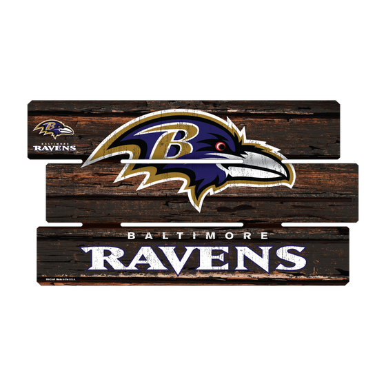 Baltimore Ravens 14" x 25" Fence Wood Sign