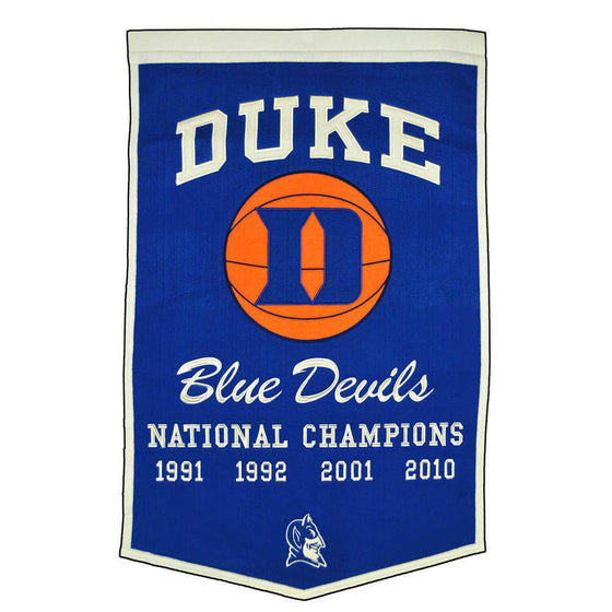 Duke Blue Devils Basketball Dynasty Banner 24"x36" Wool Embroidered - 757 Sports Collectibles