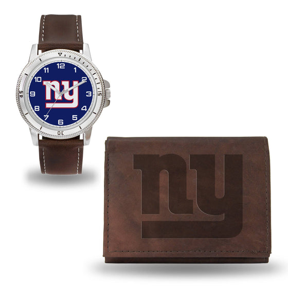 New York NY GIANTS BROWN WATCH AND WALLET (Rico) - 757 Sports Collectibles