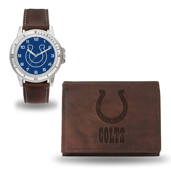 Indianapolis COLTS BROWN WATCH AND WALLET (Rico) - 757 Sports Collectibles
