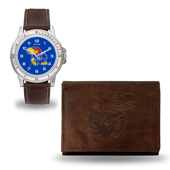 KANSAS BROWN WATCH AND WALLET (Rico) - 757 Sports Collectibles
