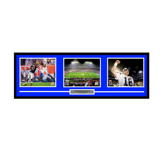 Indianapolis Colts Super Bowl XLI (41) Champions 36x14 3 8x10 Photo Deluxe Framed Collage Piece 