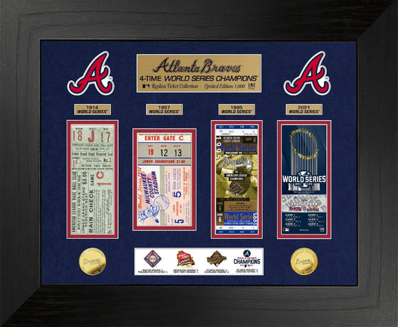 Atlanta Braves 4-Time World Series Champions Deluxe Gold Coin & Ticket Collection - 757 Sports Collectibles