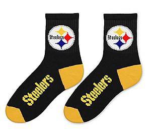 Pittsburgh Steelers Black Team Logo Crew Sock Size Large - 757 Sports Collectibles