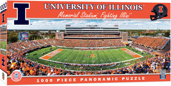 Stadium Panoramic - Illinois Fighting Illini 1000 Piece Puzzle - Center View