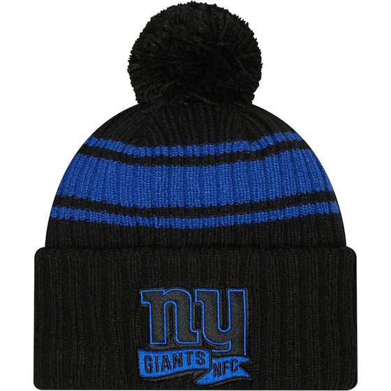 New York Giants New Era 2022 Sideline Cuffed Pom Knit Hat - Blk - 757 Sports Collectibles