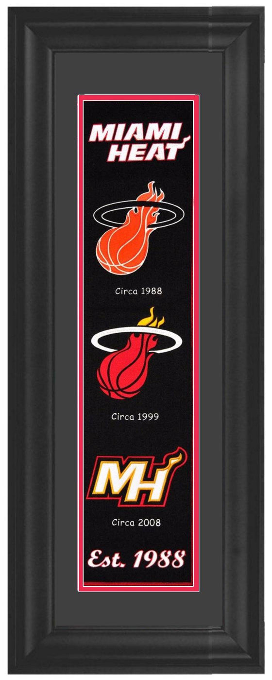 Miami Heat (Red/Black) Framed Heritage Banner 12x34 - 757 Sports Collectibles