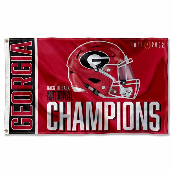 WinCraft Georgia Bulldogs Back-To-Back College Football National Champions 3' x 5' One-Sided Deluxe Flag - 757 Sports Collectibles