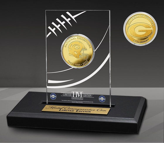 Georgia Bulldogs 3-Time National Champions Gold Coin Acrylic