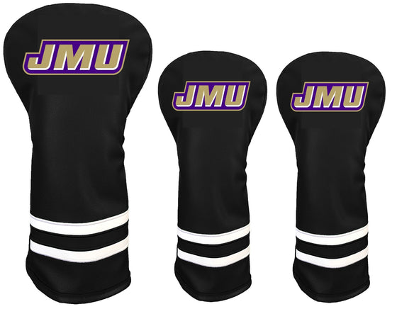 James Madison Dukes 3 Pack Headcovers - Driver, 2 Fairway Woods - Blk