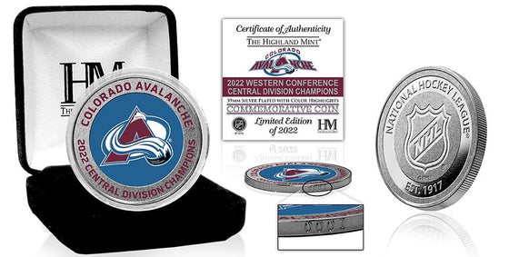 Colorado Avalanche Central Division Champions Silver Color Coin