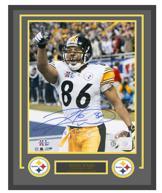 Pittsburgh Steelers Hines Ward Super Bowl XL Signed Autographed & Deluxe Framed 16x20 Photo (TSE COA - JSA/PSA Pass)