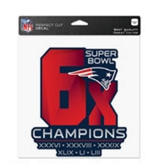 New England Patriots Super Bowl 53 Champions 6-time Super Bowl Champions 4x4 Decal
