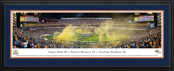 2016 Super Bowl Panoramic Picture Denver Broncos 17" x 44" Deluxe Framed Super Bowl 50 Panorama Photo - 757 Sports Collectibles
