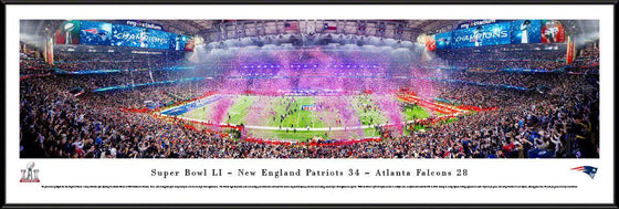 2017 New England Patriots Super Bowl Panoramic Picture 13.5" x 40" Basic Framed Super Bowl 51 LI Panorama Photo - 757 Sports Collectibles