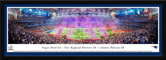 2017 New England Patriots Super Bowl Panoramic Picture 13.5" x 40" Select Framed Super Bowl 51 LI Panorama Photo - 757 Sports Collectibles