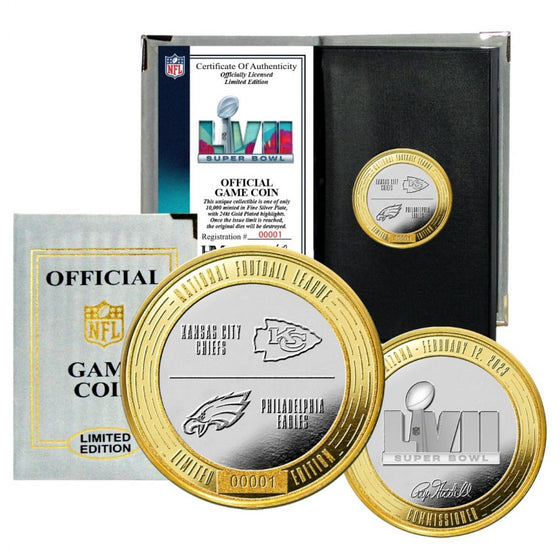 Kansas City Chiefs Philadelphia Eagles Official Super Bowl LVII Gold and Silver 2- Tone Flip Coin