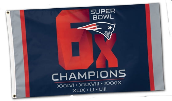 New England Patriots Super Bowl 53 Champions 6-time Super Bowl Champions 3x5 Flag