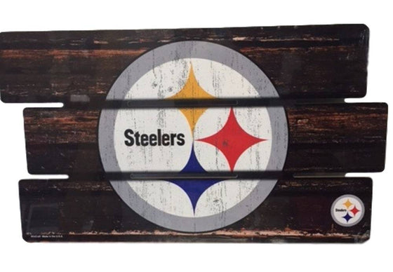 Pittsburgh Steelers Wooden Fence Wood Sign 25"x14" - 757 Sports Collectibles