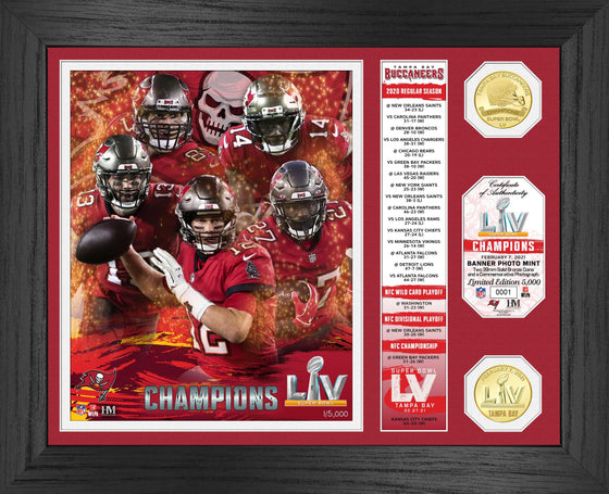 Tampa Bay Buccaneers Super Bowl 55 Champions Banner Bronze Coin Photo Mint