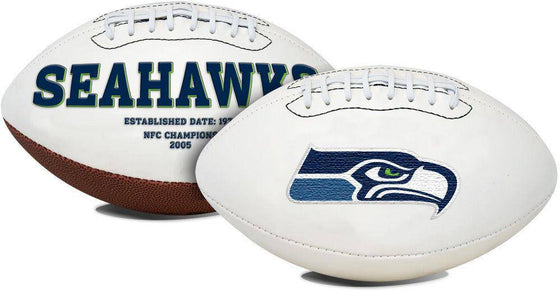 Seattle Seahawks Embroidered Logo White Signature Series Football - 757 Sports Collectibles