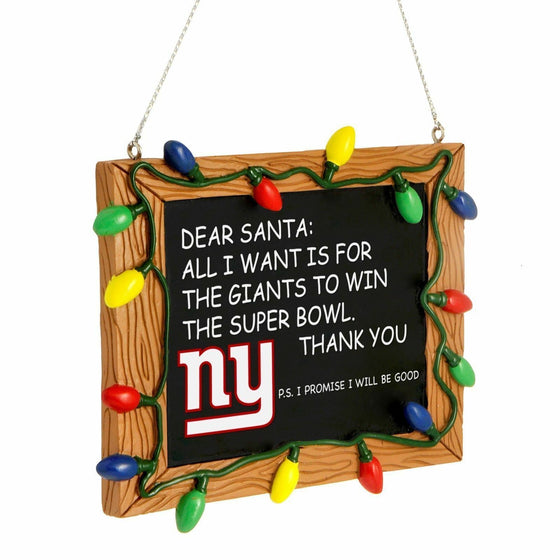 Forever Collectibles - NFL - Chalkboard Sign Christmas Ornament - Pick Your Team (New York Giants)