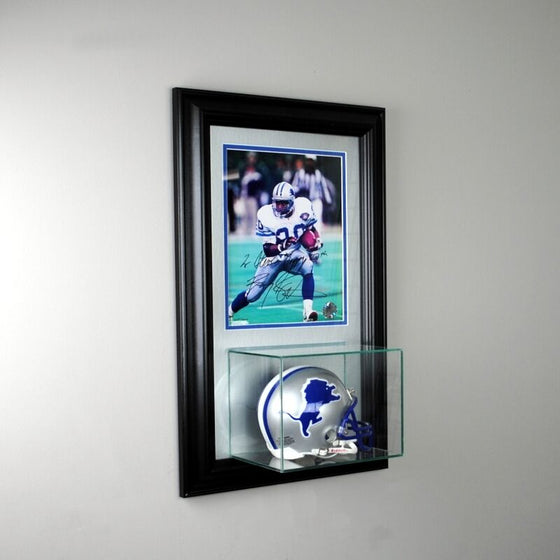 8x10 Picture frame w/ Mini Helmet Display Case UV New Glass NFL FREE SHIPPING