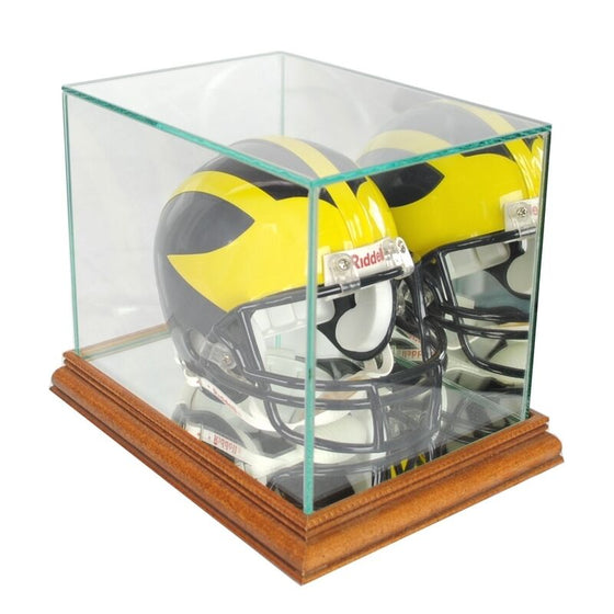 New Glass Mini Helmet Display Case NFL NCAA Cherry Molding FREE SHIPPING Made US