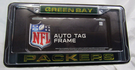 NFL Green Bay Packers Laser-Cut Chrome License Plate Frame - 757 Sports Collectibles