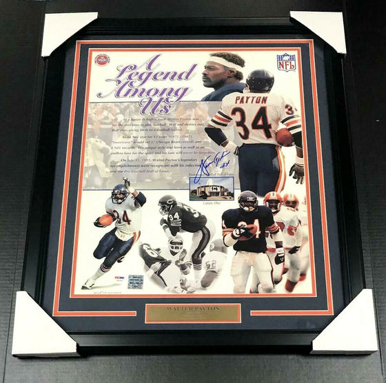 WALTER PAYTON CHICAGO BEARS SIGNED AUTOGRAPHED FRAMED 16X20 PHOTO PSA COA - 757 Sports Collectibles