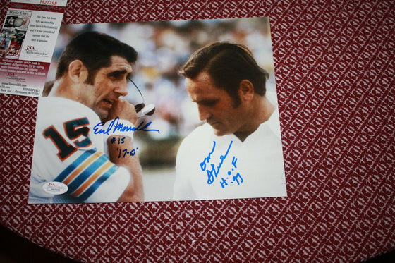 MIAMI DOLPHINS 1972 DON SHULA/EARL MORRALL SIGNED 8X10 PHOTO 17-0 JSA!