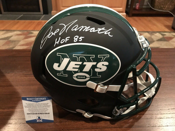 Joe Namath Signed New York Jets Full Size Black Matte Helmet HOF 85 Beckett GTSM