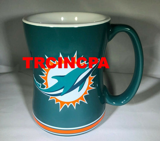 Boelter Brands NFL 14oz Ceramic Relief Sculpted Mug(1) PICK YOUR TEAM (Miami Dolphins Version 2)