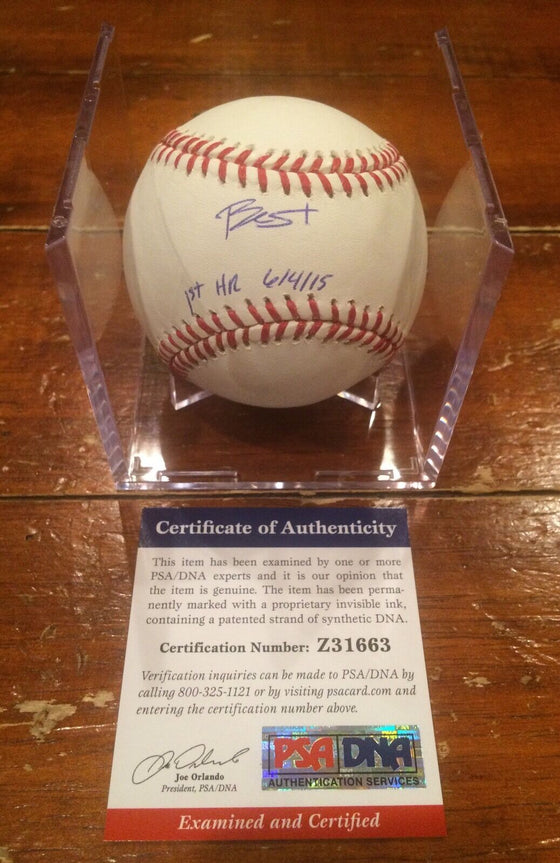 Blake Swihart Autographed ROMLB Baseball 1st HR 6-4-15 Red Sox PSA & GTSM - 757 Sports Collectibles