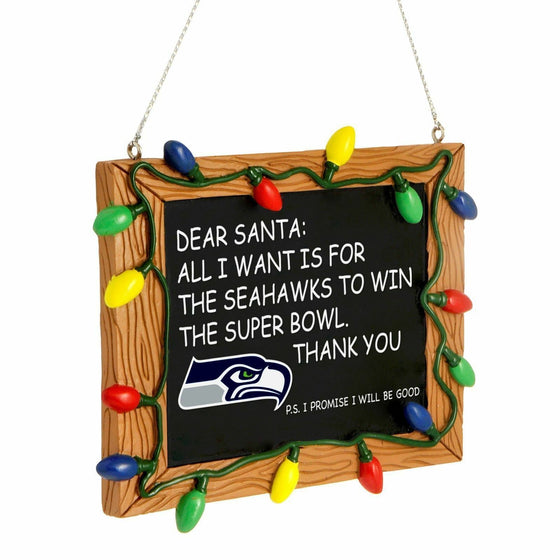 Forever Collectibles - NFL - Chalkboard Sign Christmas Ornament - Pick Your Team (Seattle Seahawks)