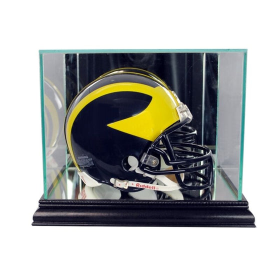 New Glass Mini Helmet Display Case NFL NCAA Black Molding FREE SHIPPING Made US - 757 Sports Collectibles